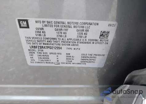 2023 Buick Envision Avenir Awd z USA, uszkodzony, nr VIN LRBFZSR47PD212994